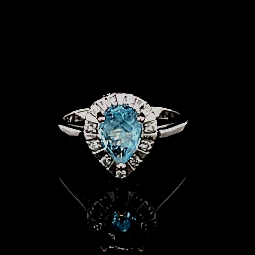 Ladies Pear Shaped Blue Topaz Ring